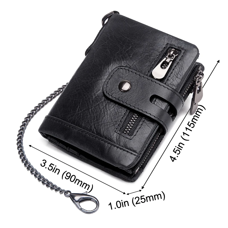 LAREET Portafoglio in vera pelle al 100% con pelle bovina per uomo Porta carte di denaro Borsa RFID Tasca portamonete corta con doppia cerniera Bifold maschile - immagine 5