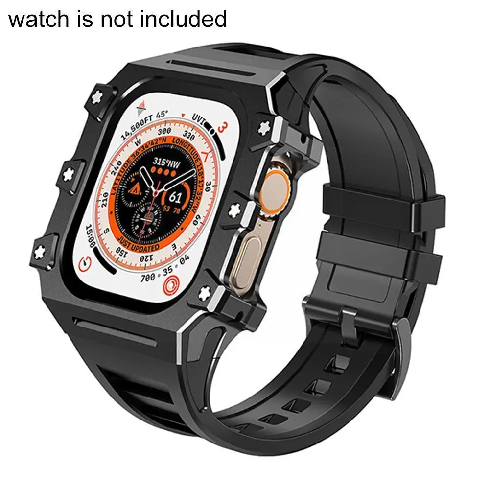 

Metal Case Band For Apple Watch Ultra 49mm Metal Cover And Silicone Strap For Iwatch Ultra 49mm Replacement Wristbands Y4U7