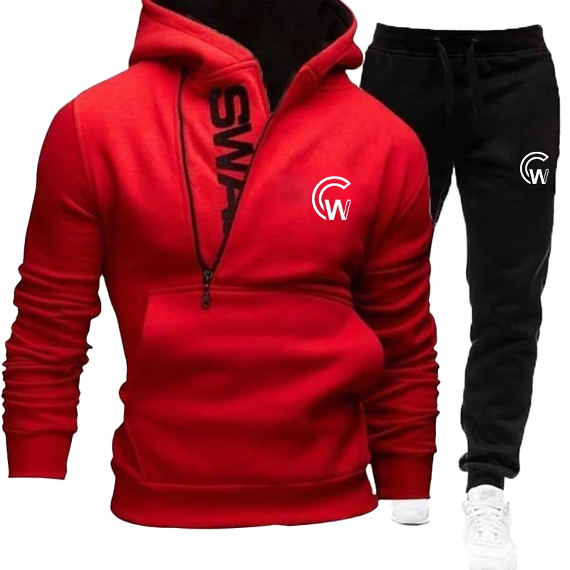 Fashionable New Men's Letter Hooded Pants Set Pullover Hoodie Casual Jogging Set Logo Printed Sportswear