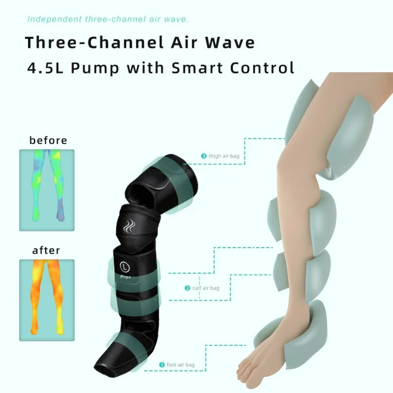 Air Compression Leg Massager with Heat for Muscle Fatigue Relief