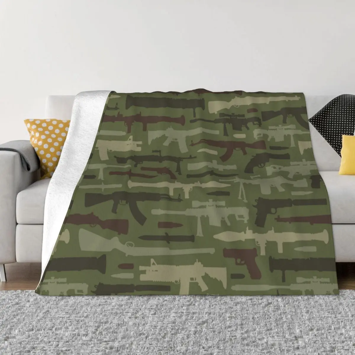 

Vintage Military Weapons Gun Blankets Flannel Decoration Portable Soft Throw Blankets for Bed Bedroom Rug Piece