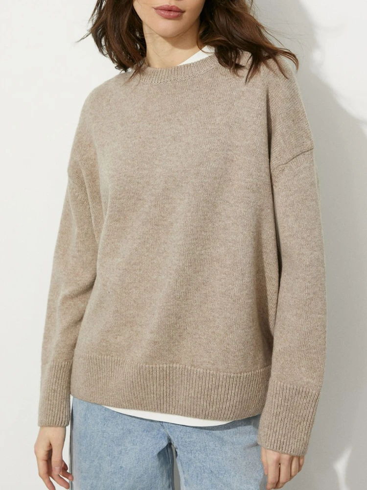 

Autumn/ Winter Women's Sweaters Pullovers Knitwears Loose Fit Vintage O-neck Long Sleeve Solid Tops Korean Fashion Y2k Clothing