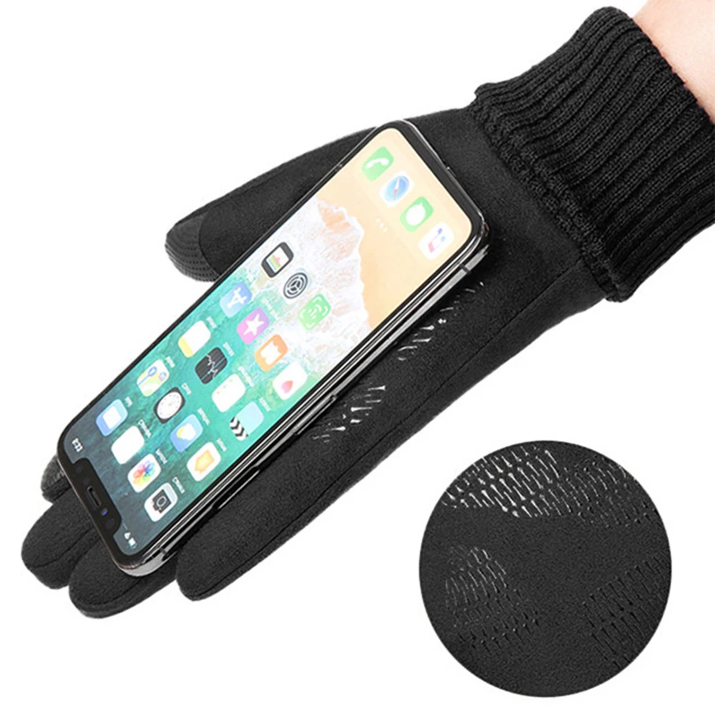 Touch Screen Electric Heated Hand Warmer Non-Slip USB Rechargeable Heated Motorcycle Gloves 2 Finger Heated Gloves for Women Men 3