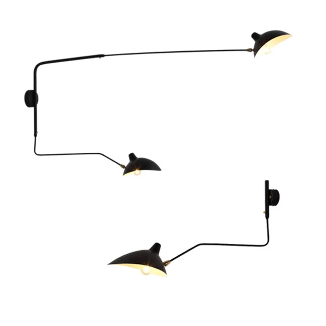 Nordic Retro Spider Serge Mouille โคมไฟอลูมิเนียมปรับยาวแขน LED Light สําหรับห้องนอนห้องนั่งเล่น Study Room Home Decor 1