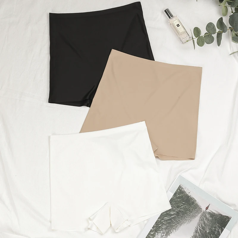Hot Sale Ladies Seamless Ice Silk Solid Biker Shorts Boxer Short Leggings Sports Yoga Pants Women's Shorts Panties T1584