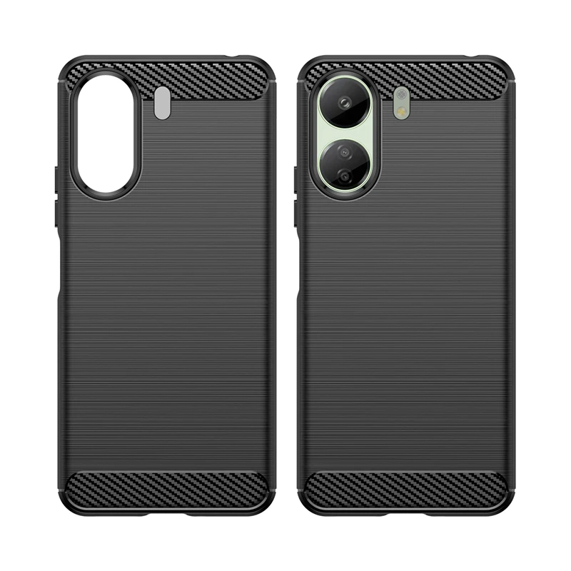 For Poco C65 Case Cover Xiaomi Poco C65 Capas New Shockproof Armor Phone  Bumper Back Carbon Fiber Soft TPU Cover Poco C65 Fundas