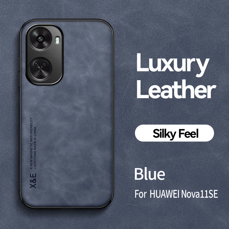 

for Huawei nova 11 SE Case Luxury Leather Car Magnetic Holder Soft Edges Hard Shockproof Phone Cover Huaweinova11SE BON-AL00