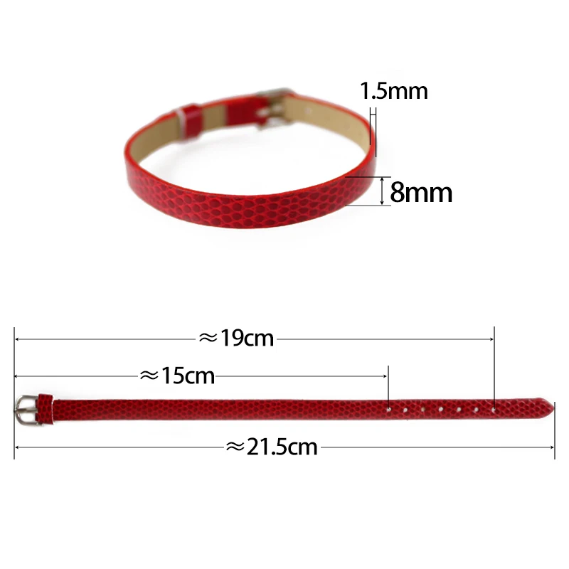 Women Leather Bracelets 10Pcs/Lot 8mm Snake Skin Wristband Slide Letter Charms Jewelry Making DIY Men Band Keychain Gift
