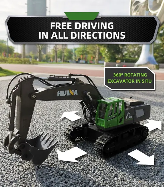 1:24 HUINA 568 RC Truck Dumper Excavator crawler 9CH 2.4G Radio Controlled Car Electric vehicle Tractor Model Toys for boy gift 5