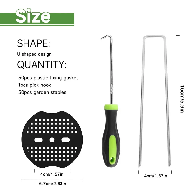 Garden Fixing Stakes Staples Gasket Fixed Ground Pegs Weed U Shaped Gardening Landscape Pins Spikes Kit For Securing Plant Weed