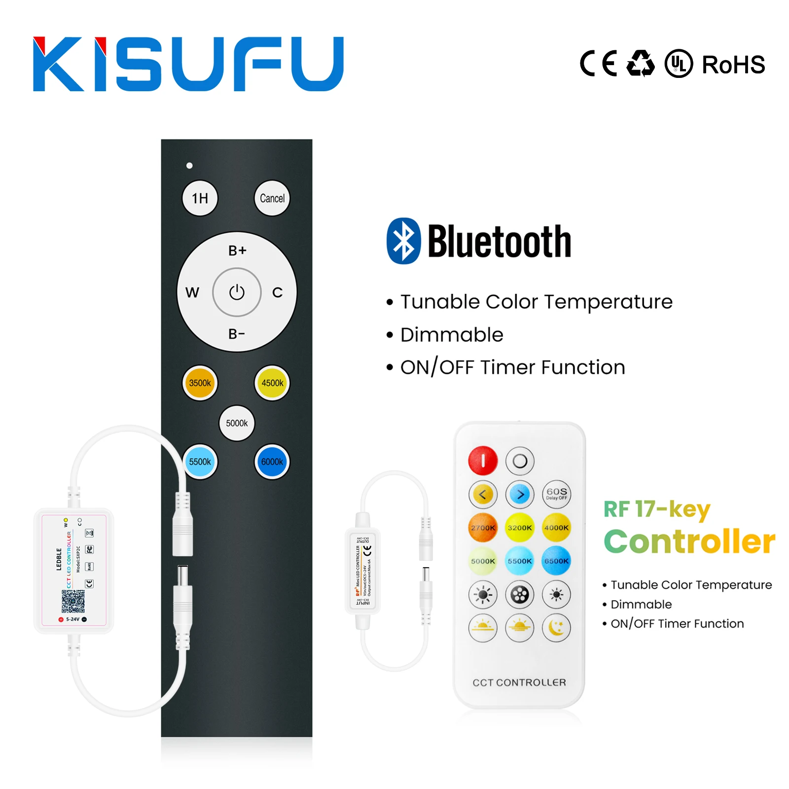 Advanced Wireless Remote Controller for Adjustable CCT LED Strip Lighting