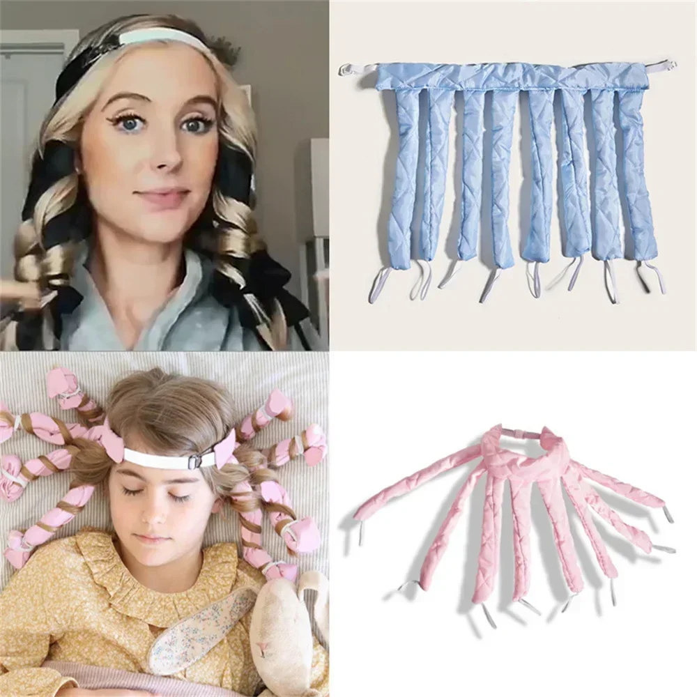 1pc Heatless Hair Curler Velcro Octopus Curler No Heat Sponge Hair Rollers Lazy Sleep Curling Band Silk Ribbon Soft Foam Curls hair styling tool,hair curling tools