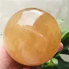 30-100MM Natural Citrine Calcite Quartz Crystal Sphere Ball Healing Gemston+base 1