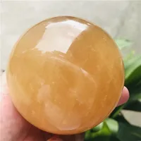 30-100MM Natural Citrine Calcite Quartz Crystal Sphere Ball Healing Gemston+base 1