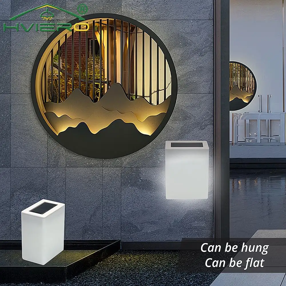 LED Solar Night Light Square Corridor Wall Lamp Outdoor Courtyard Park Garden Villa Lawn Fence Eaves House Waterproof Decoration
