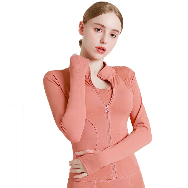 New Women's Quick Dry Activewear Stand Collar Slim Fit Gym Wear Long Sleeve Breathable Yoga Top Professional Running Tracksuit 4