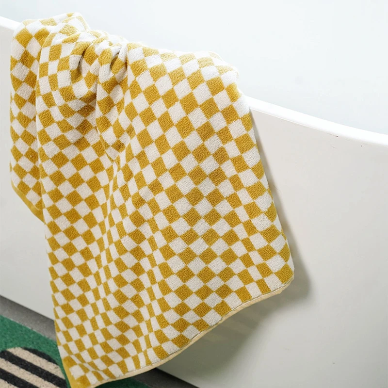 Plaid Retro Bath Towel，Checkerboard Hand Bath Towel Absorbent Face Bathroom  Home Hotel OutdoorCheckerboard Comfortable Towels - AliExpress