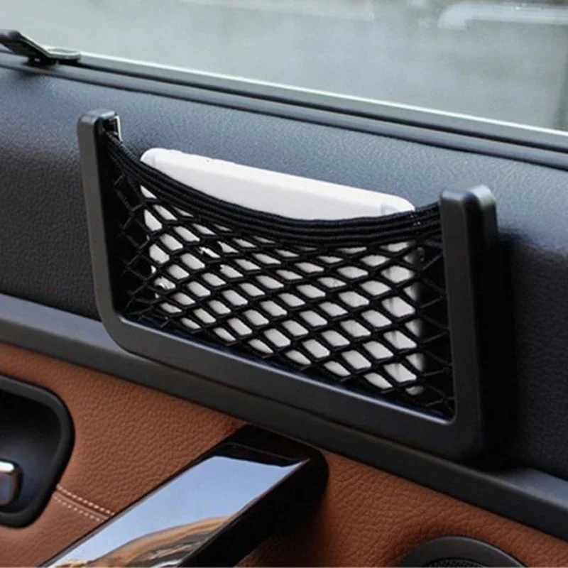 Car Organizer Mesh Storage Bag Net Pocket Mobile Phone Holder Auto Accessories Multi Function Car Storage Net Pocket Standard