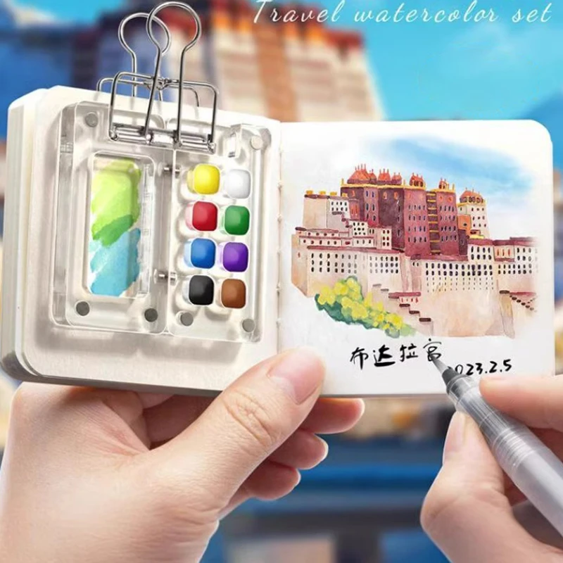 Empty Mini Acrylic Watercolor Palette Portable Paint Box Travel Painting Paint Tray Student Outing Art Painting Supplies