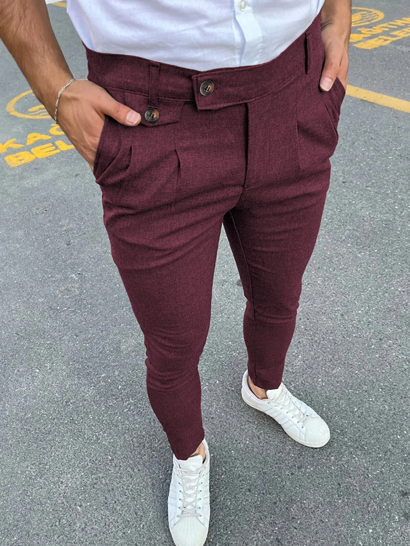 2023 New Men's Casual Pants Fashion Solid Business Leisure Trousers Trend Cool Street Wear Office Pencil Pants Calças Masculinas 1