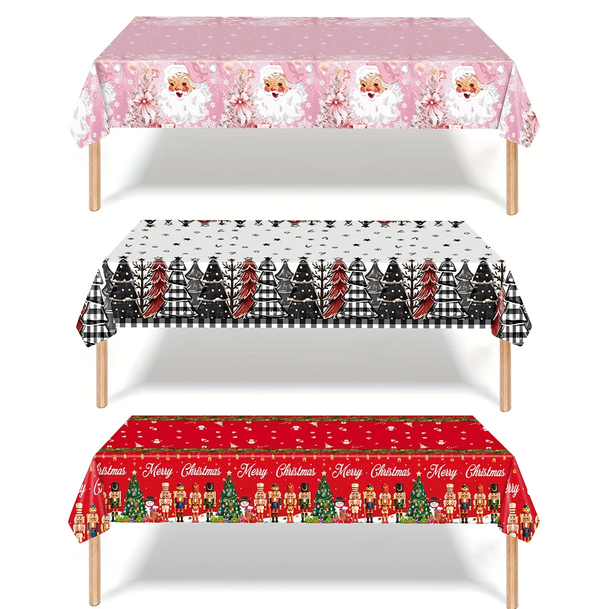 Description Picture 2 of itemDisposable Christmas Tablecloth Christmas Decorations for Home 2024 Xmas Table Cover Navidad New Year Gifts Dining Table Decor