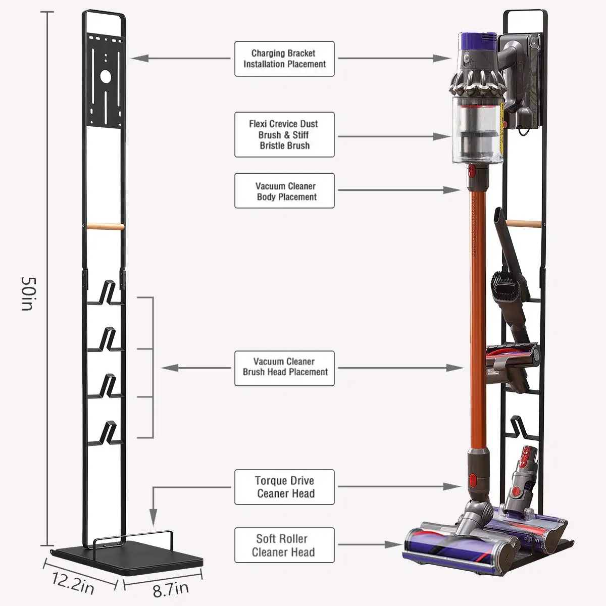 Vacuum Stand for Dyson V15 V11 V10 V8 V7 V6,Stable Metal Storage Bracket Stand Holder for Dyson Handheld DC30 DC31 DC34 DC35 DC5