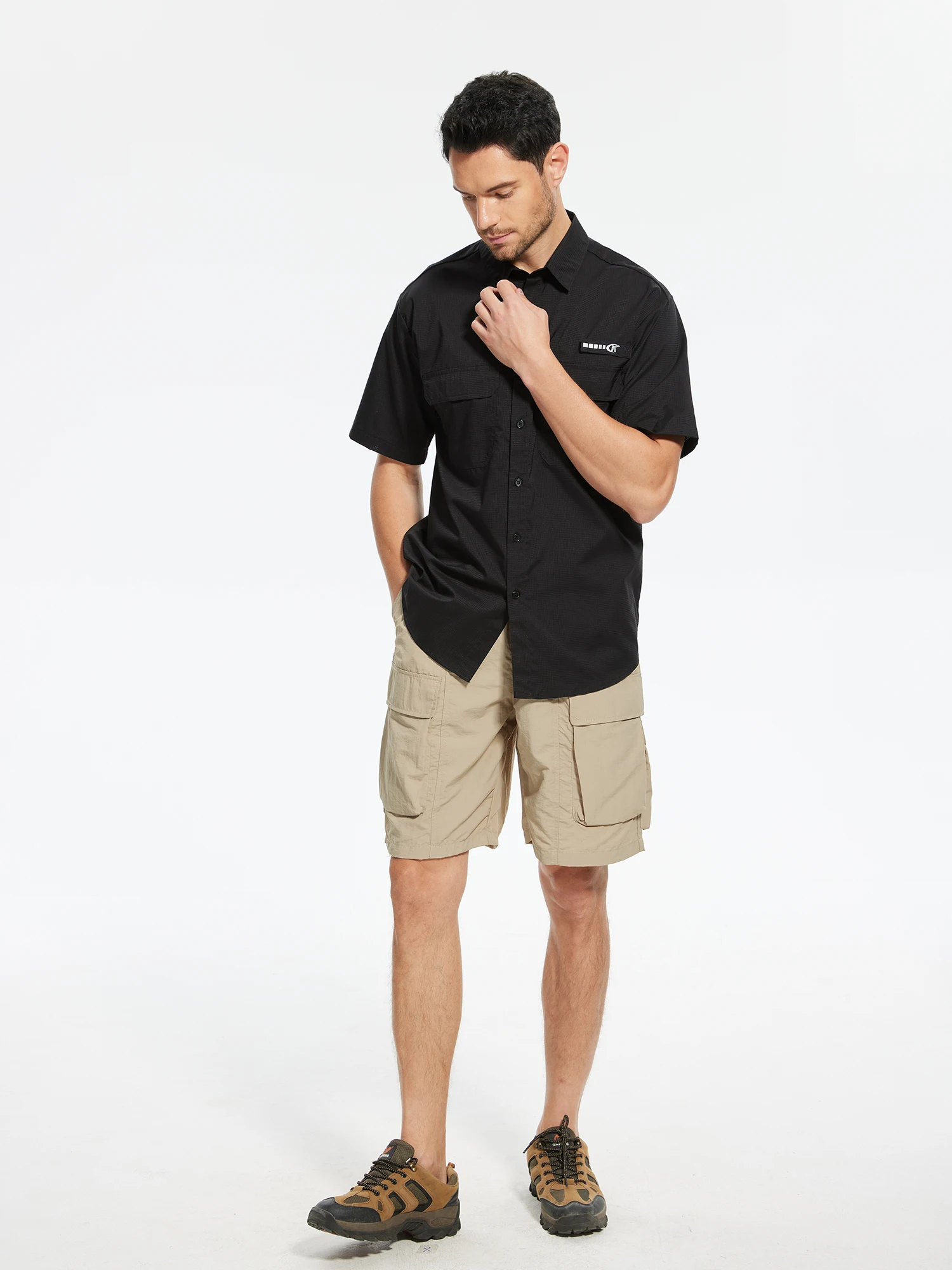 Herren UPF 50+ Lang-/Kurzarm-Angelhemden, Rashguard Freizeithemd mit Knopfleiste und atmungsaktivem Mesh für Outdoor-Angeln und Camping – Detail 10
