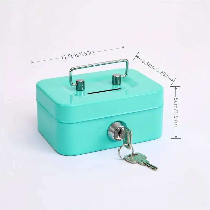 Desktop Storage Box Metal Keylock Storage Box Money Box Adult Deposit Coin Adult Cash Register 4.53 * 3.35* 1.97" Deposit