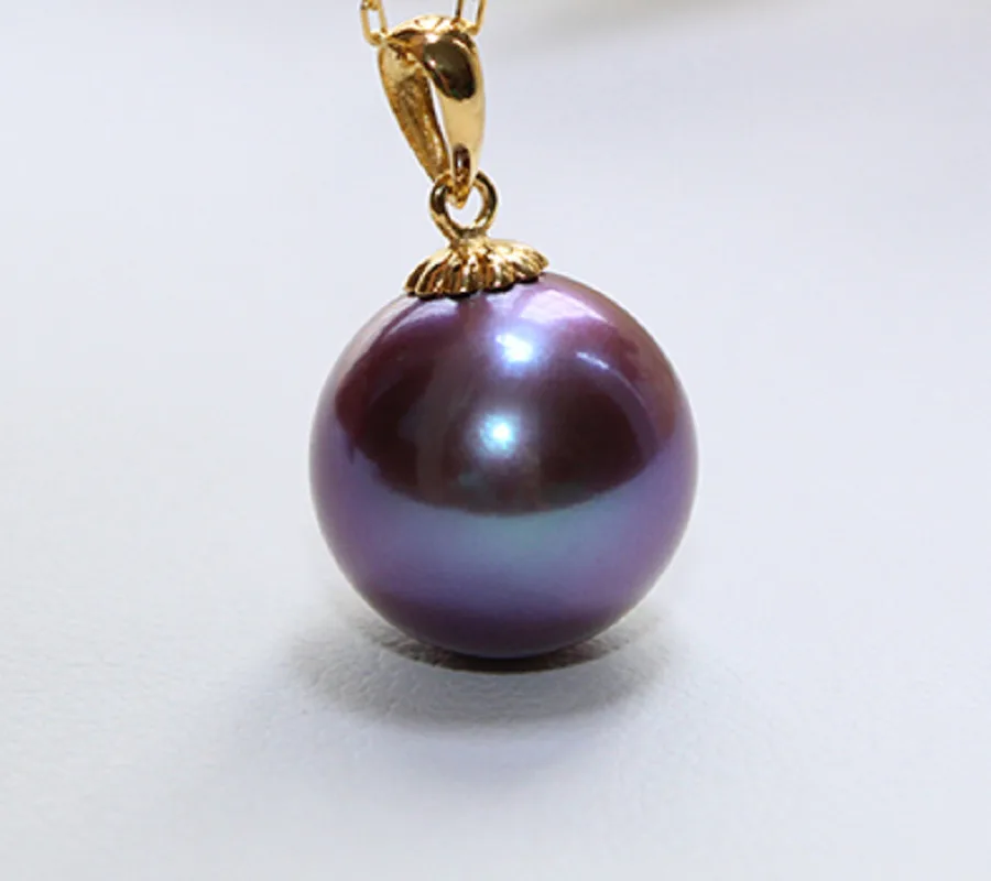 

Huge 12-13mm Genuine Purple Lavender Perfect Round Pearl Pendant Necklace Women Jewelry Wedding Party Gift 925 Sterling Silver 5