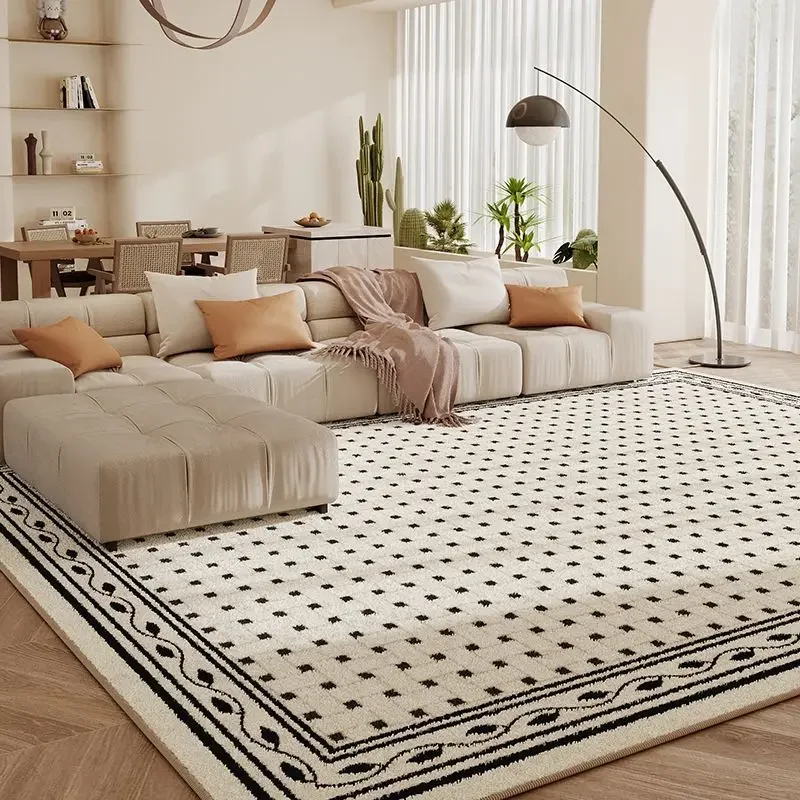 

French Small Fresh Living Room Decoration Carpet Casual Plaid Study Room Cloakroom Non-slip Rug Simple Balcony Porch Entry Rugs