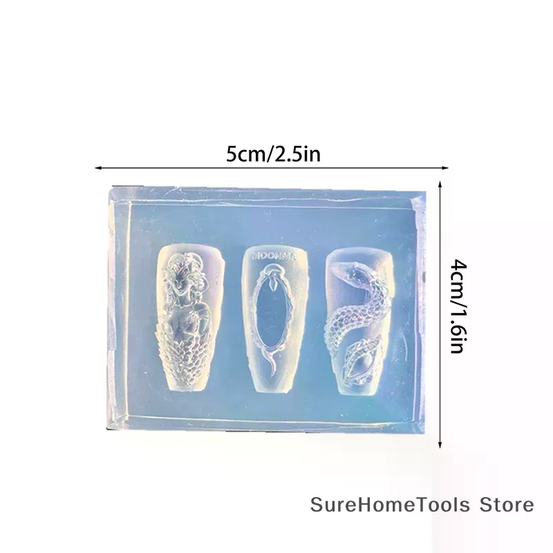 1pc 3D Snake Girl Silicone Nail Mold DIY Snake Nail Carving Decoration 3D Nail Art Beauty Charm Creative Manicure Products