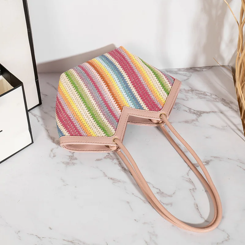 Fashionable Straw Woven Bag Luxury Purses and Handbags Casual Shoulder Bags and Underarm Bag Leisure One Shoulder Woven Bags