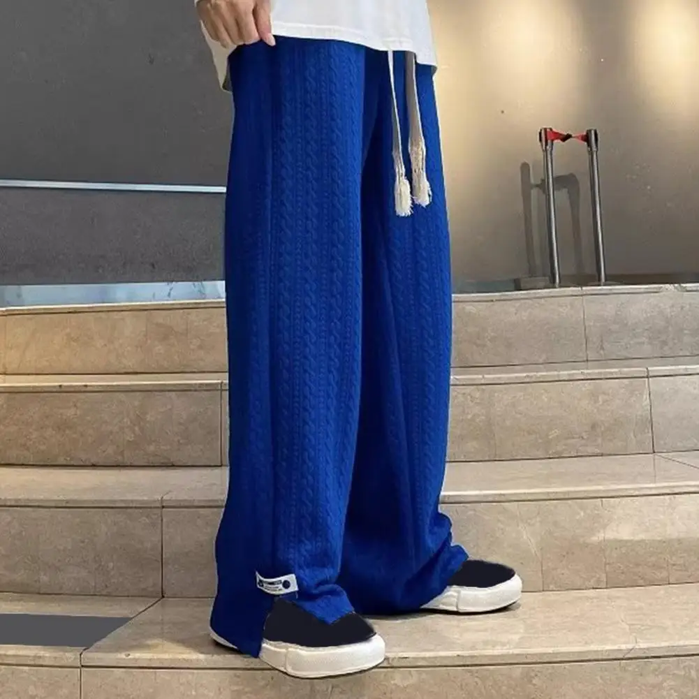 

Drawstring Waist Pants Men Drawstring Pants Loose Fit Men's Sports Pants with Wide Leg Deep Crotch Soft Drawstring for Athletic