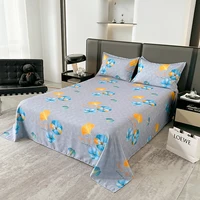 Retro Classic Pattern Printed Bed Sheet Set Soft Comfortable Flat Sheet with Pillowcases Farmhouse Bedroom Decor Bedding Set 5
