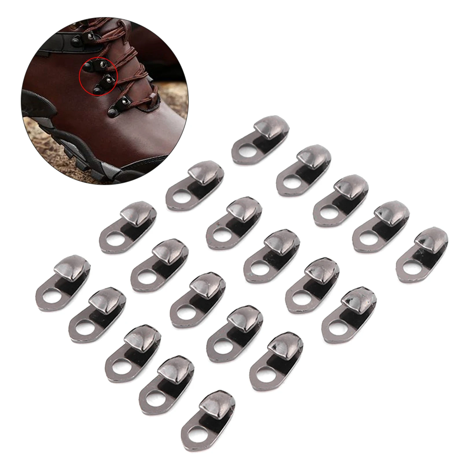 Bluemoona 20 Sets – Stiefelhaken Spitze Mit Nieten Schnalle Für Reparatur Camp Hike Climb Leder Stiefel Schuhe FIX 18mm X 16mm Gunblack