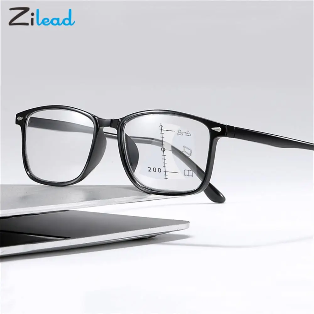 Zilead Multifocal Anti Blue Light Reading Glasses Men Women Ultralight Square Progressive Multifocus Presbyopic Eyewear 0to+400