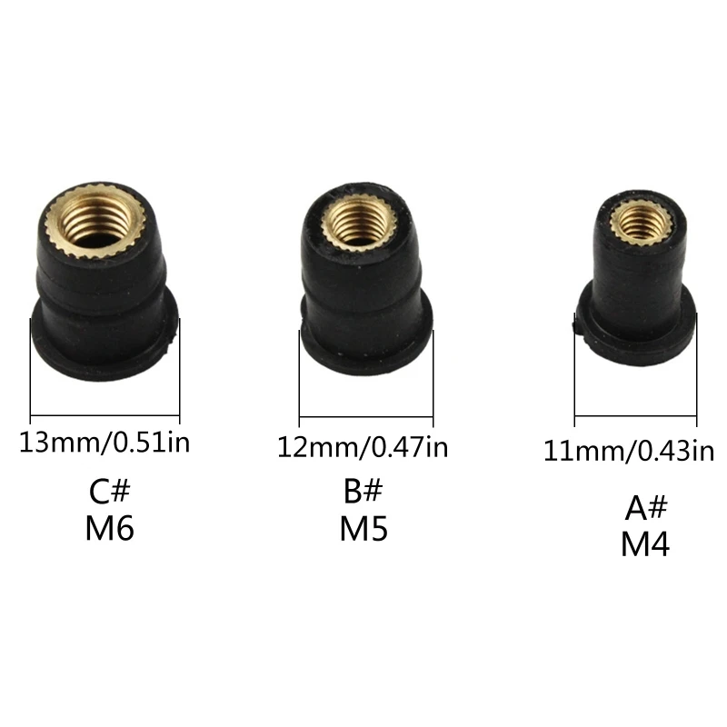 M4 M5 M6 Rubber Well Nuts Windshield Bolts 10Pcs for Motorcycles Fairing Mountings Windscreen Fastener auto fasteners