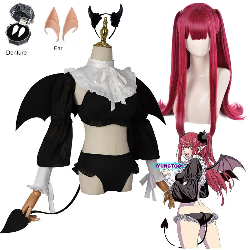 

My Dress-Up Darling Kitagawa Marin Cosplay Succubus Full Set of Sexy Clothing and Accessories Marin Wig Halloween Party Costumes