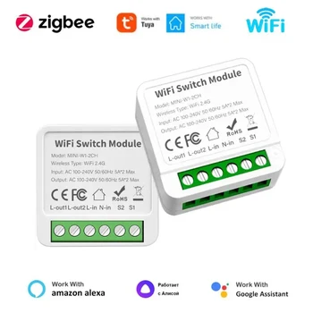 Tuya Smart WiFi Switch 2-way Control Switch 16A Mini Smart Breaker Smart Life Control Support with Alexa Google Smart Home Alice