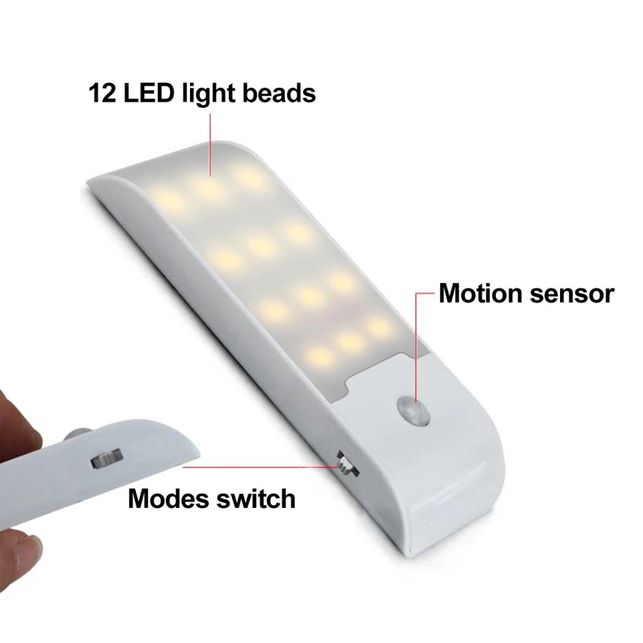 Motion Sensor LED Night Light Wireless Rechargeable Powered LED Cabinet Lamp For Bedroom Kitchen Wardrobe Staircase Lighting - 2