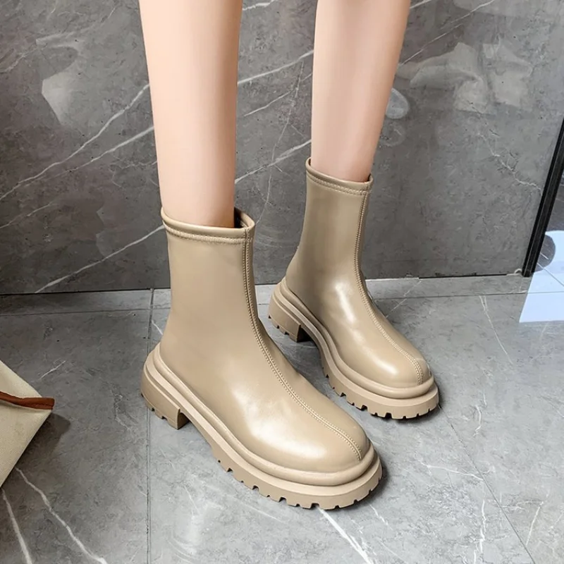 2023 New Arrive Platform Shoes Women Boots Round Toe Zipper Autumn Winter Fashion Ankle Female  Sexy