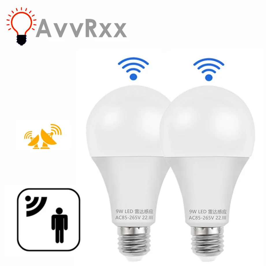 5W 7W 9W 12W Lampada Led E27 Radar Sensore Di Movimento Lampadina 85-265V Rilevamento A Infrarossi Lampada Intelligente Funzionante Nell'Oscurità Nott