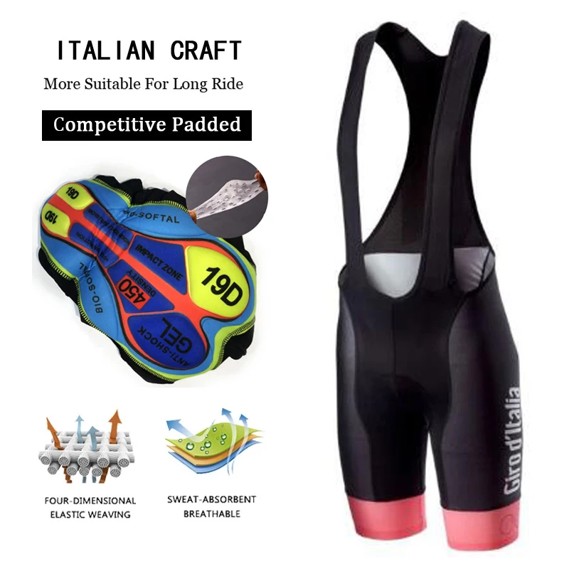 Cycling Bibs Shorts for Men, Mountain Bike, Breathable, 19D Gel Padded, Bicycle Pants, Cycling, Italy, 2024