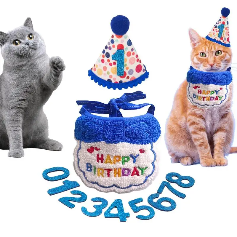 

Dog Birthday Hat Dog Birthday Bib Cat Clothing for Party Mini Doggy Cat Birthday Hat Birthday Hat Scarf Dog Birthday Bib