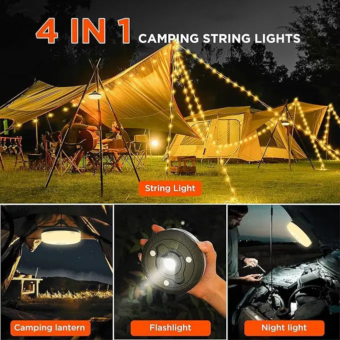 Outdoor camping tape measure light portable extendable LED light string camping tent atmosphere light canopy decor