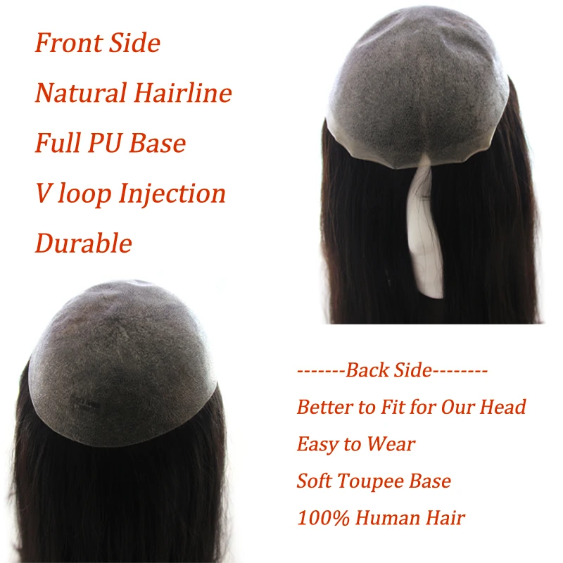 Women Toupee Full PU V Loop Injection Human Hair Wigs Indian Hair Extension Hairpiece System Brown Topper Natural Color 613 human hair topper