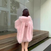Women's Faux Lamb Fur Coat Spring New Style Loose Thickened Cute Rabbit Ear Design Eco-friendly Mixed Fur Outerwear