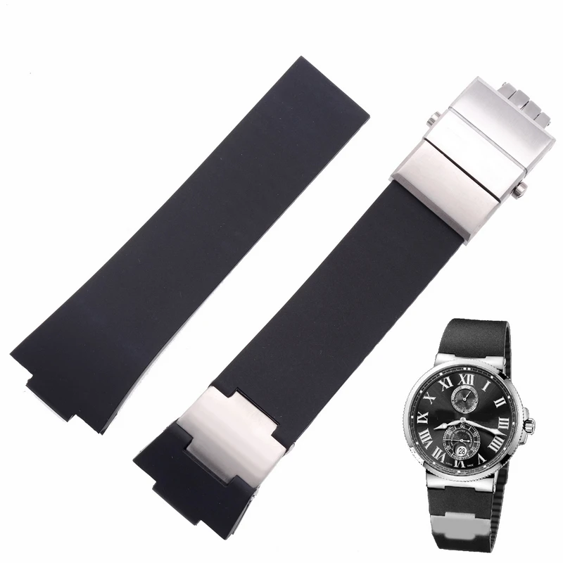 

High Quality Silicone Watchband 22mm 26mm For Ulysse Nardi Observatory Navigation 1183 Arc Mouth Convex Mouth Watch Strap Men