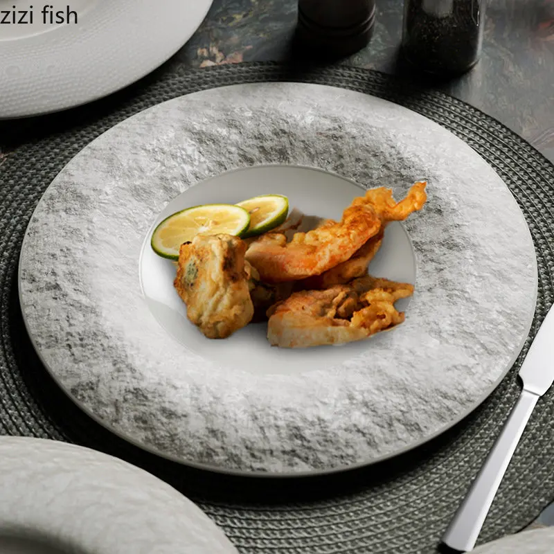 Stone Gris Set met 6 borden voor salade en pasta