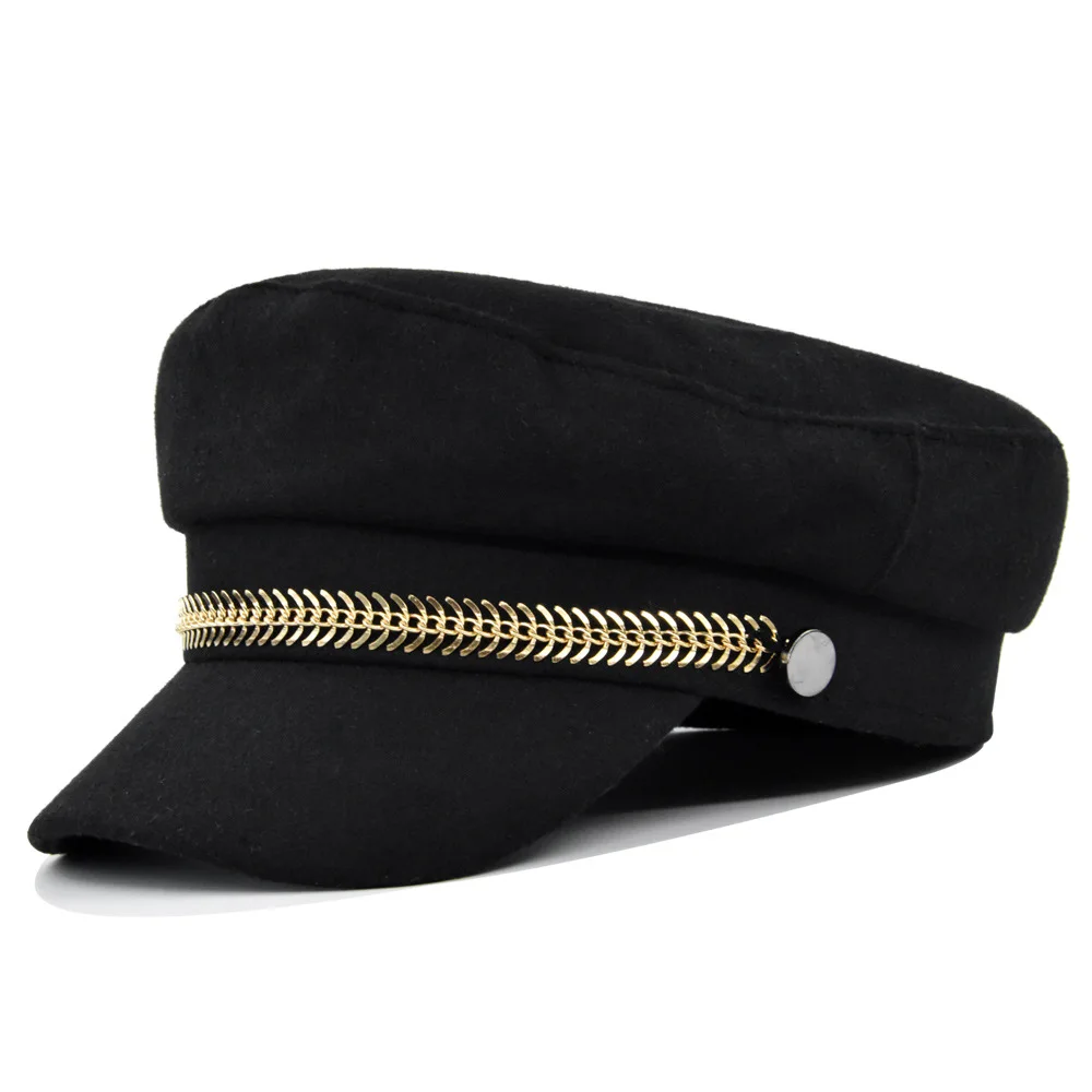 Cotton newsboy cap berets hat Women Newsboy Hats Woollen Twill Visor Beret Cabbie Hat 8 Panel Vintage Women Fiddler Cap Faux Leather Baker Boy Hat